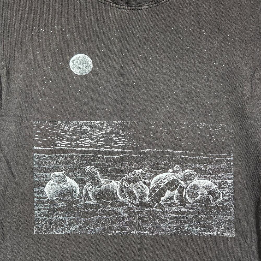 Vintage Shirt Mens Medium Black Moonlight Loggerheads Young Hatch Graphic 90s